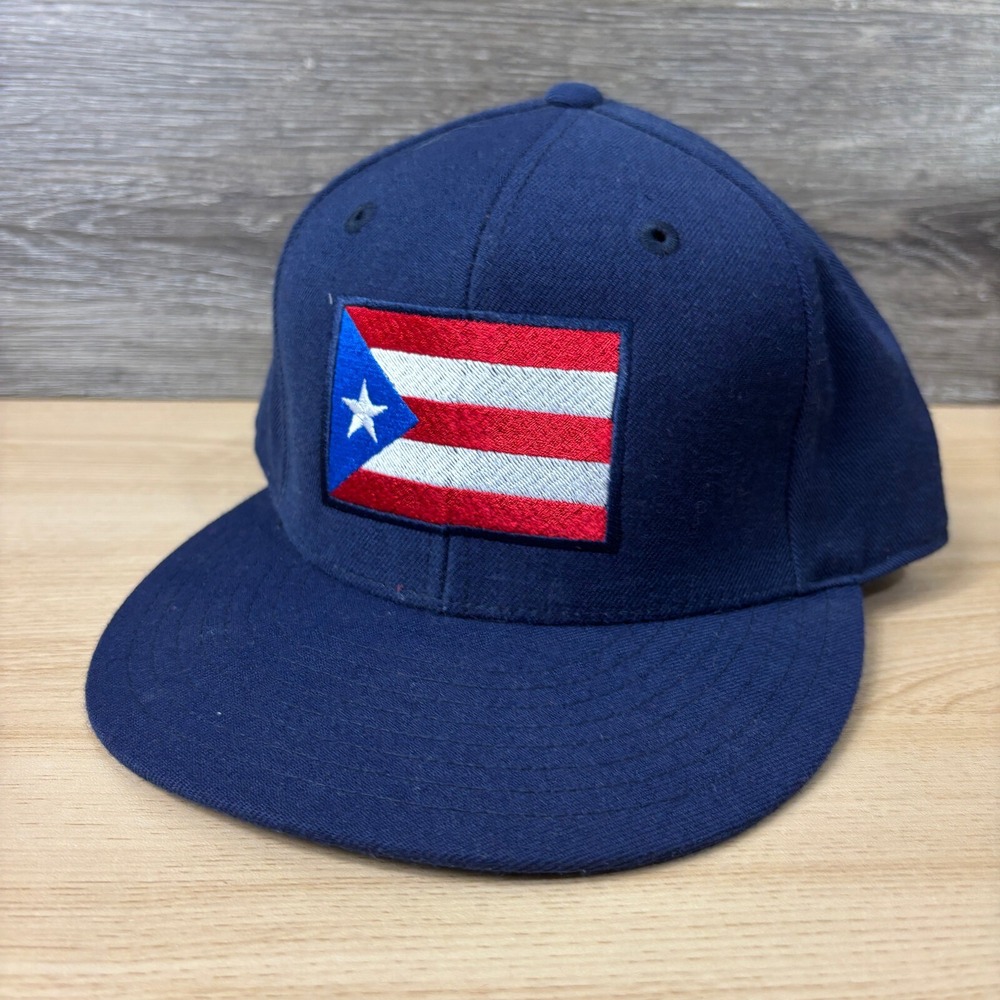Puerto Rico Hat Cap Fitted 7 3/4 Blue Flag Logo Lids
